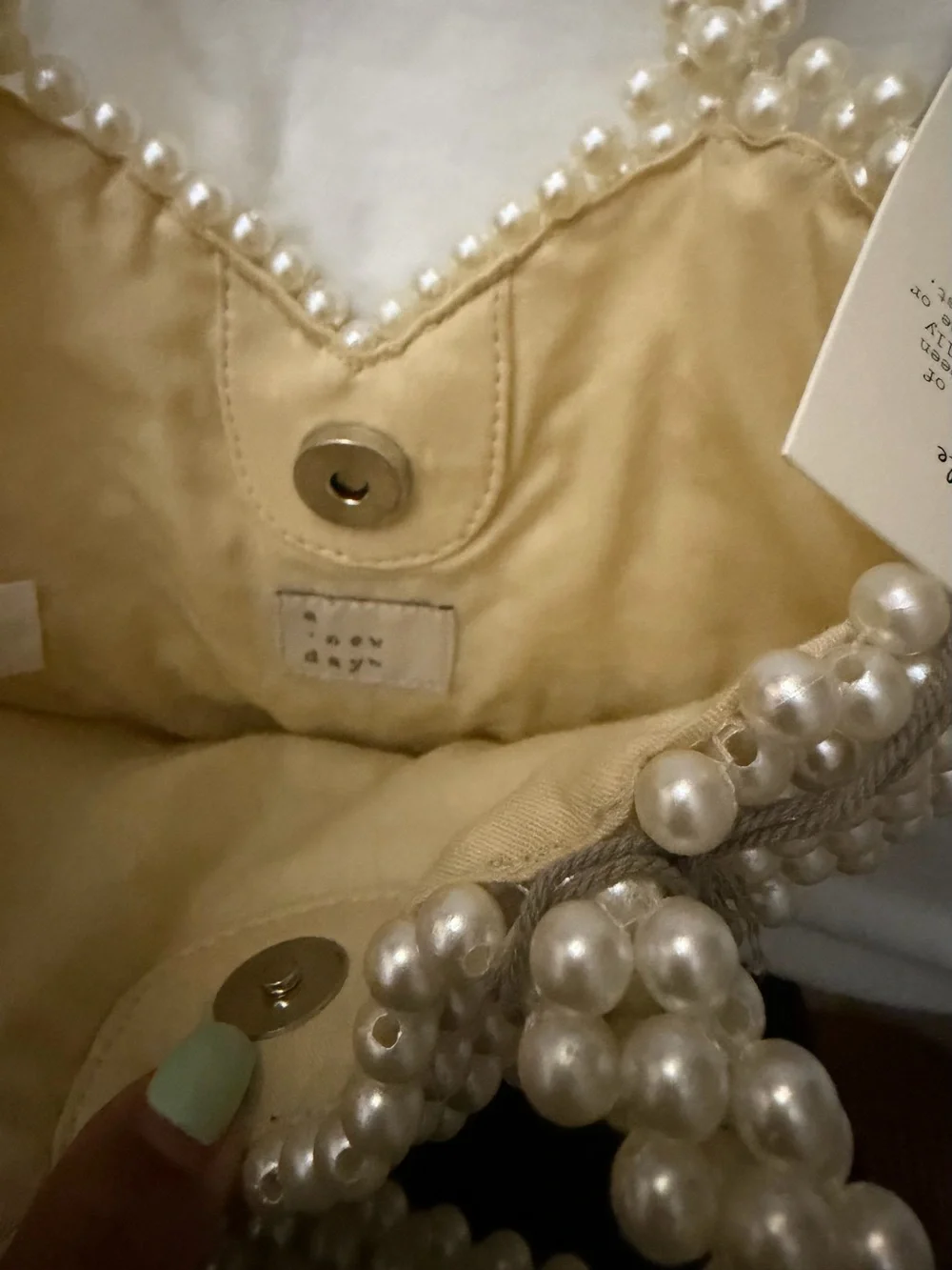 a new day Pearl Beaded Heart Clutch - Cream